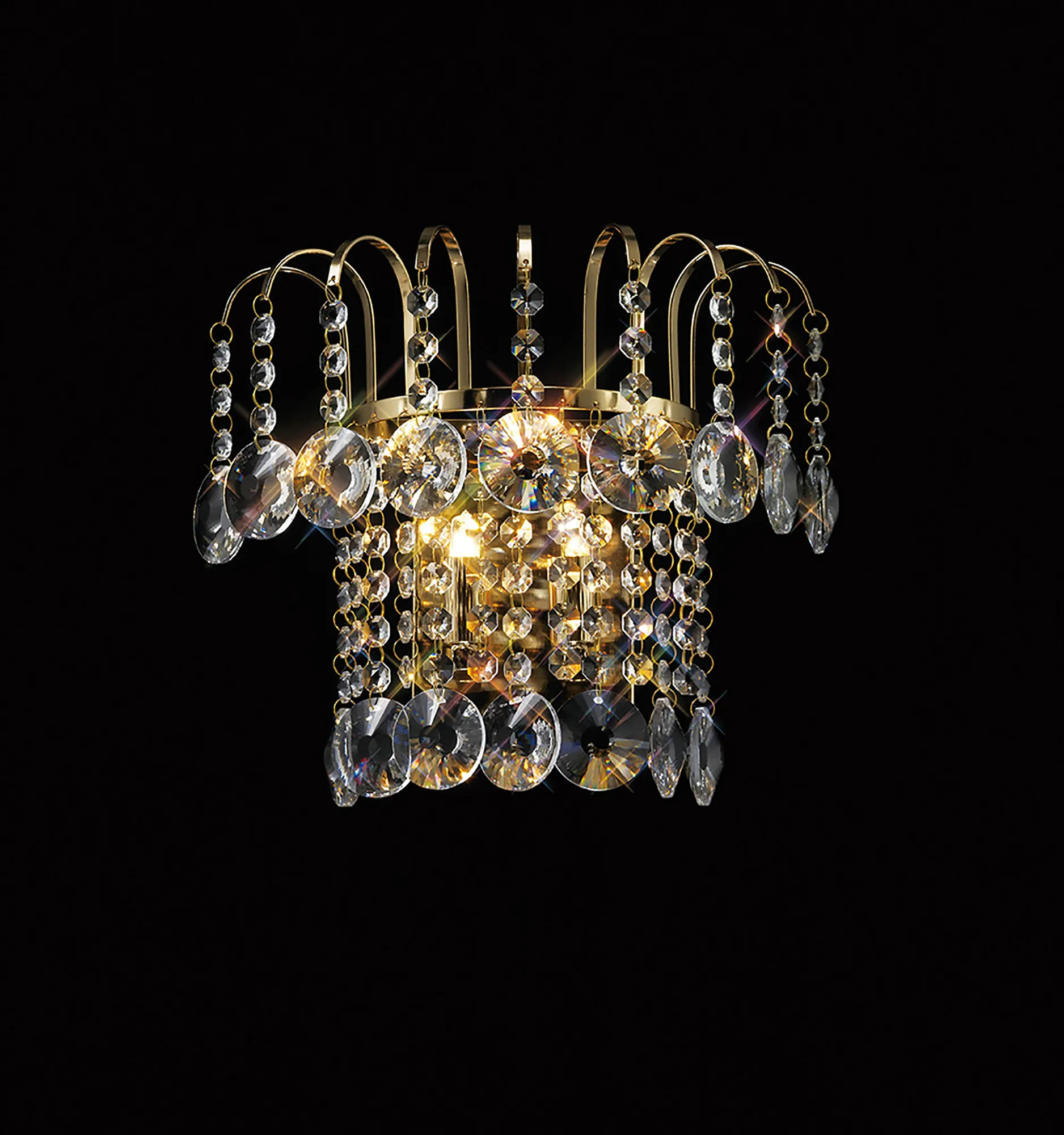 IL32052  Rosina Crystal Switched Wall Lamp 2 Light French Gold